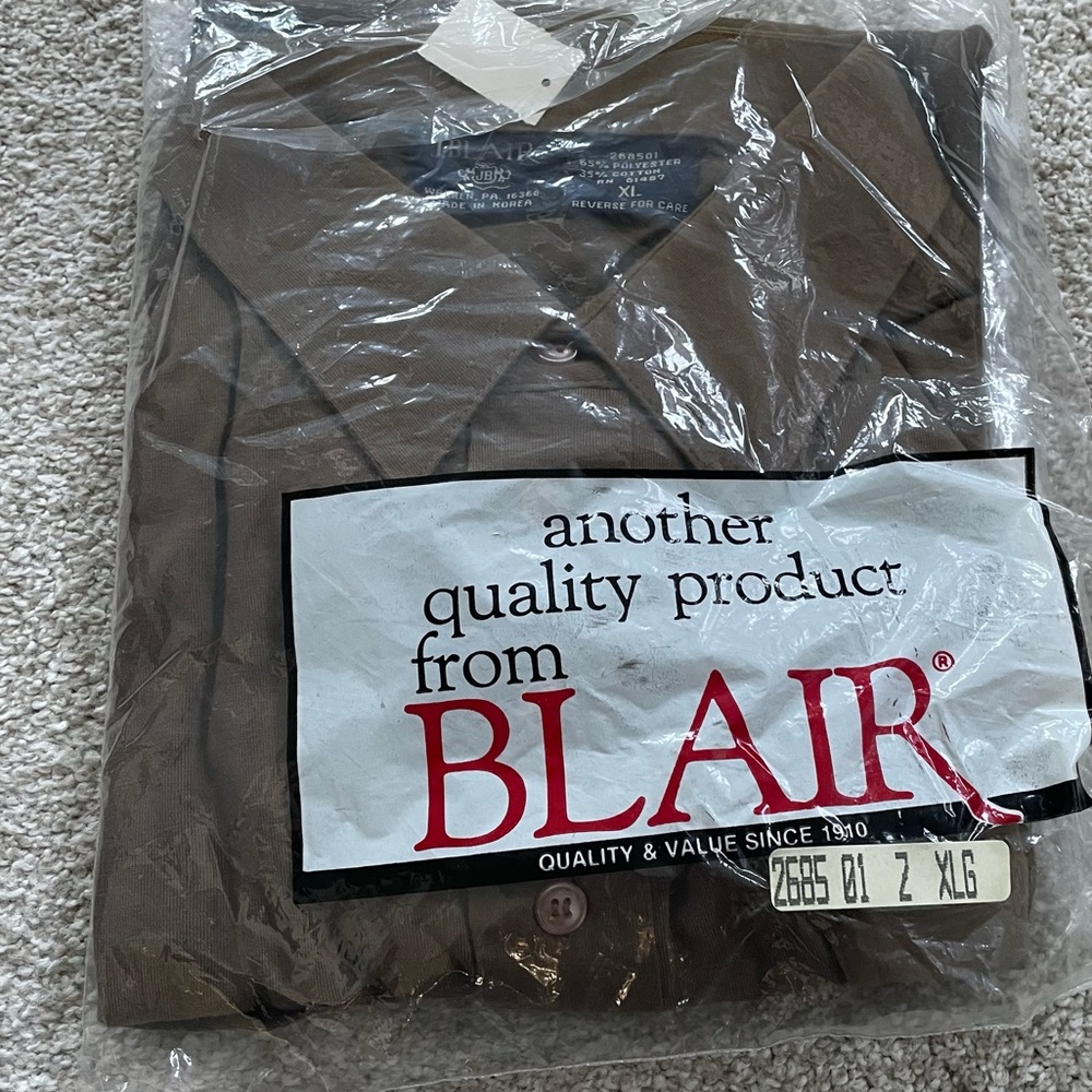 NWT - Vintage Men’s Blair Brown Polo Pocket Short Sleeve Shirt Size XL